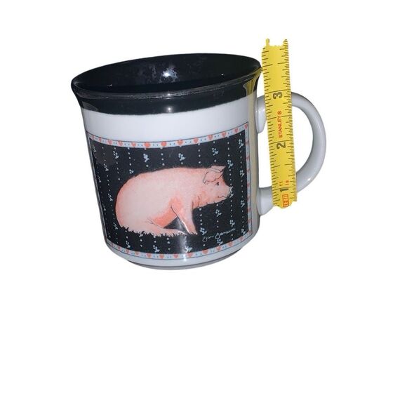 Vintage Otagiri Japan Raised Embossed Pink Pig Heartprint Stoneware Mug Cup - Picture 11 of 12